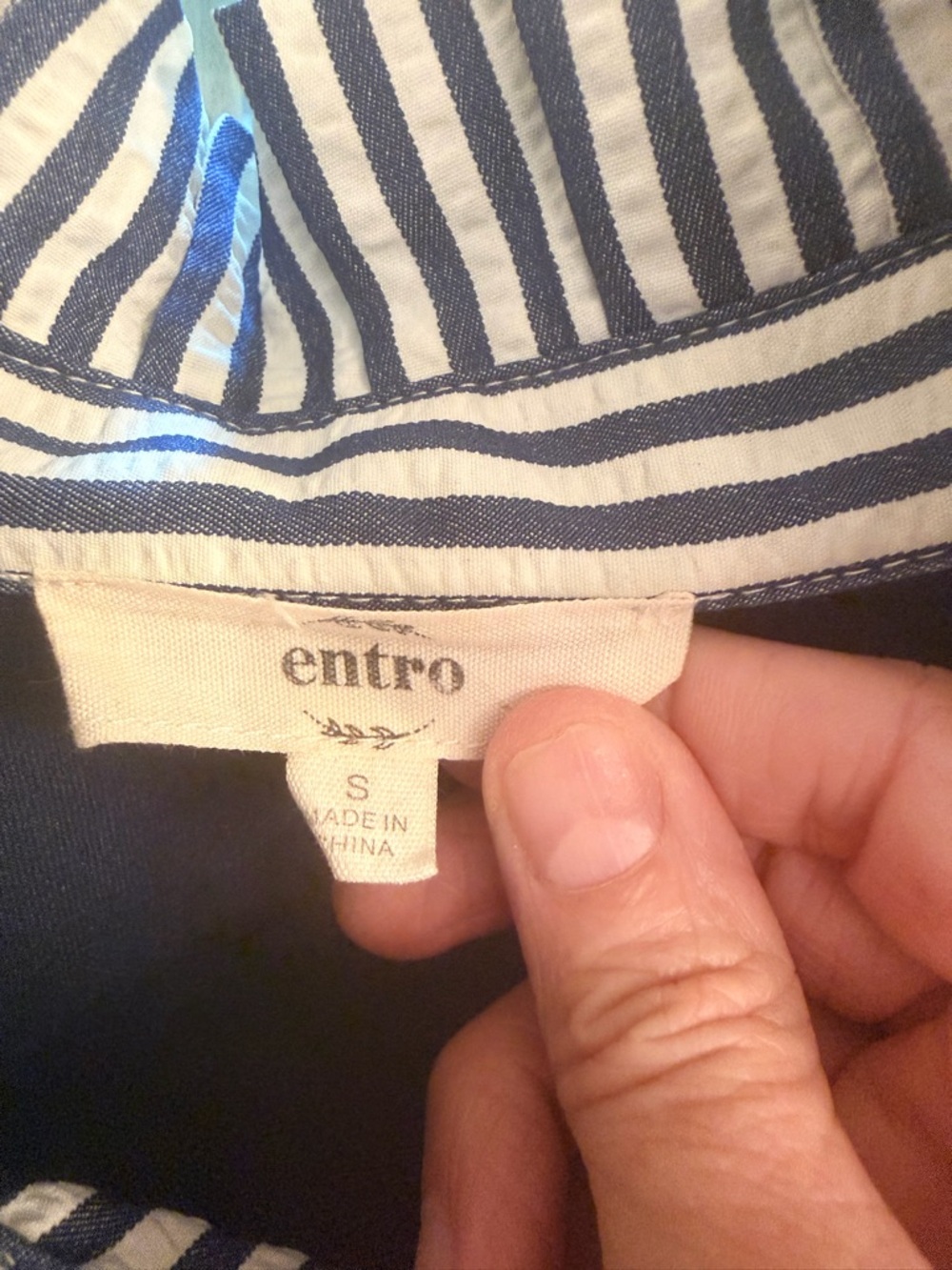 entro Navy Midi Dress with Striped Collar and Cuff Detail - Picture 2 of 2